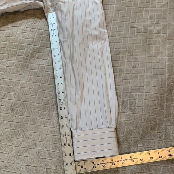 Tommy Hilfiger Mens Large Dress Shirt Regular Fit White Striped Long Sleeve - Picture 10 of 16